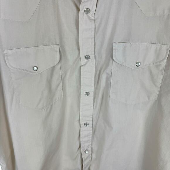 Sheplers Vintage Cream Short Sleeve Collared Pearl Snap Up Shirt Size 17.5 Neck - Picture 3 of 6